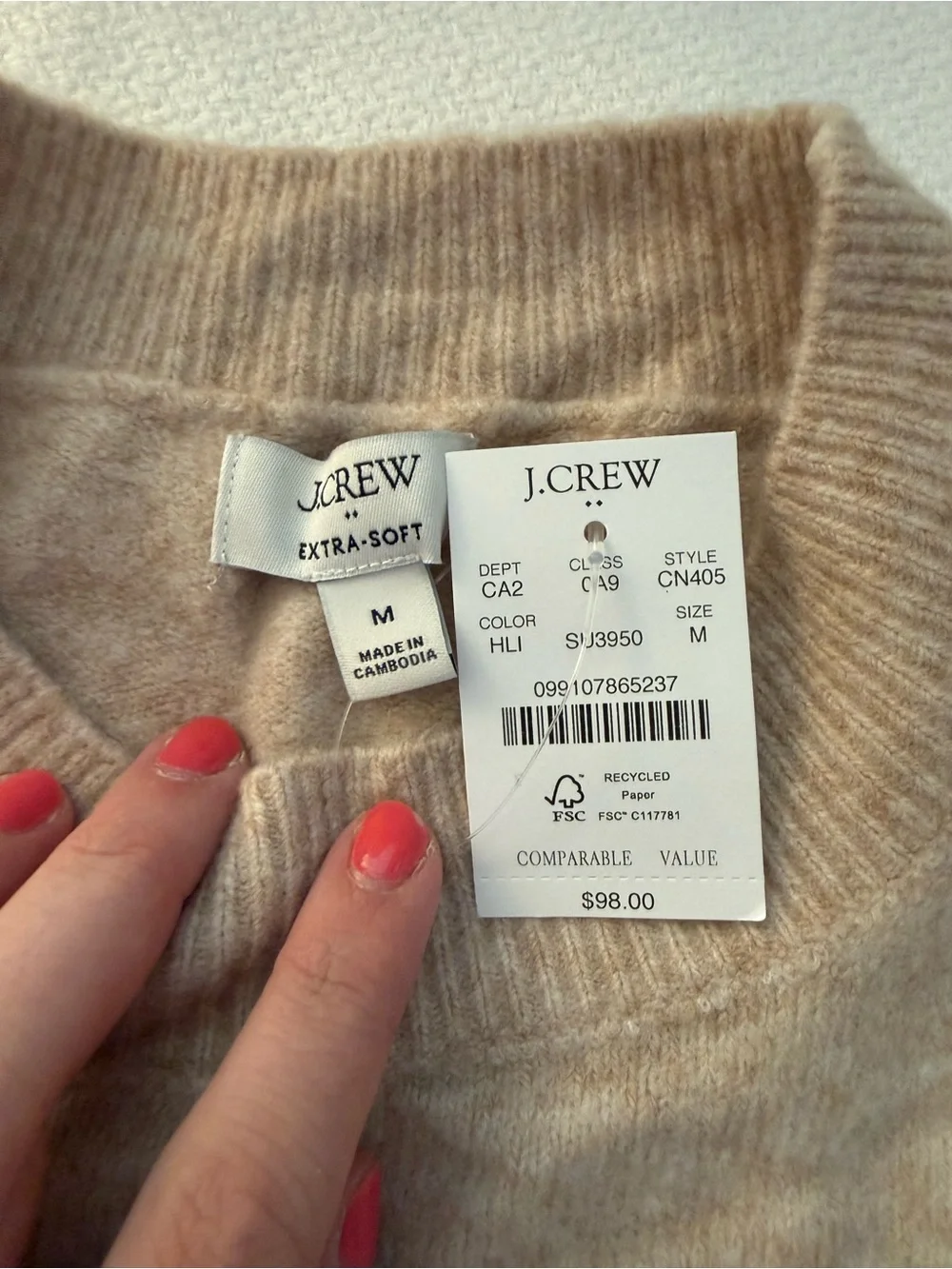 J. Crew Crewneck Sweater in Light Tan